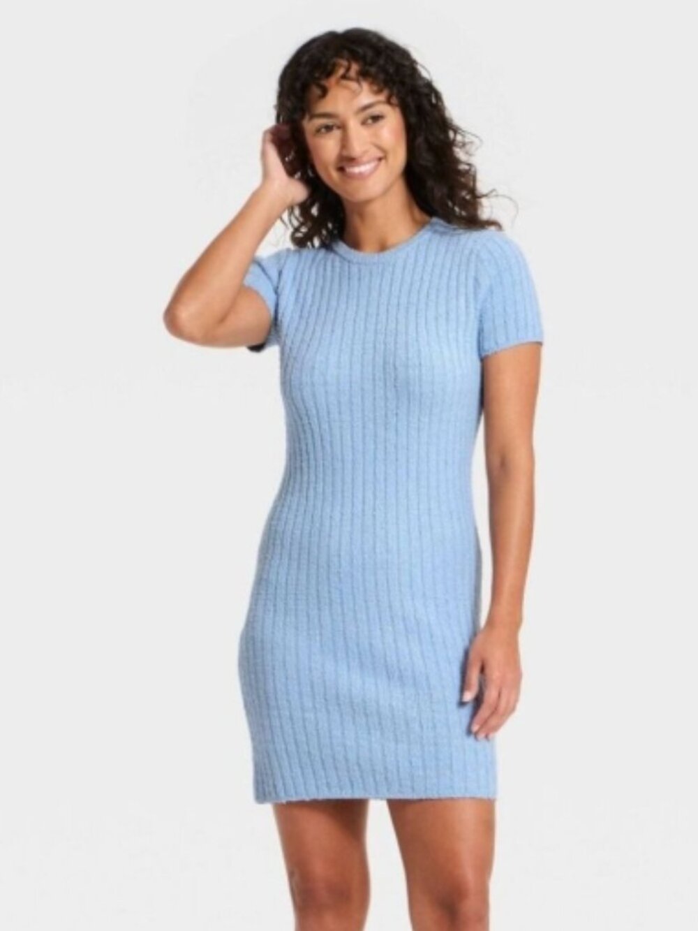 Universal Threads Women Short Sleeve Rib Mini Sweater Dress